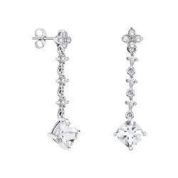 Pendientes Oro Blanco 18kts Rombo Argyor MRM 7x7mm (18)79B0103DC1 Diamantes Topacio Blanco