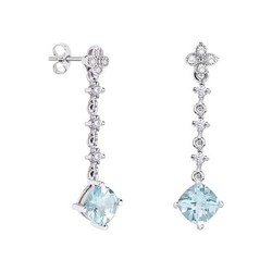 Pendientes Oro Blanco 18kts Rombo Argyor MRM 7x7mm (18)79B0103DC2 Diamantes Topacio Azul