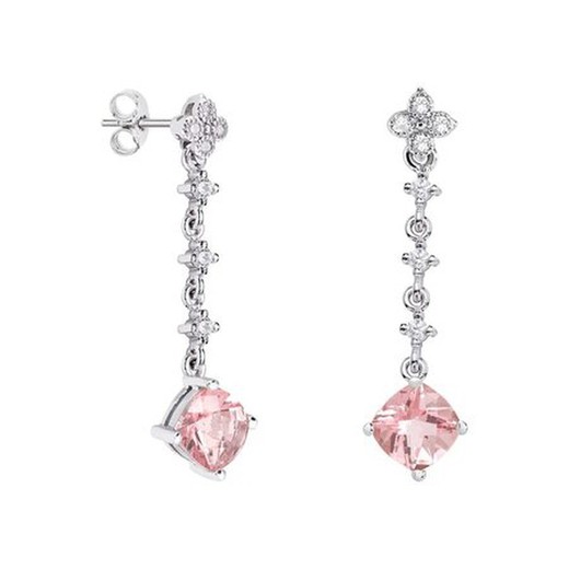 Pendientes Oro Blanco 18kts Rombo Argyor MRM 7x7mm (18)79B0103DC3 Diamantes Topacio Rosa