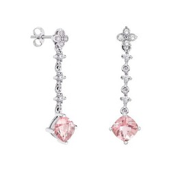 Pendientes Oro Blanco 18kts Rombo Argyor MRM 7x7mm (18)79B0103TC3 Topacios Rosa