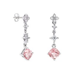 Pendientes Oro Blanco 18kts Rombo Argyor MRM 7x7mm (18)79B0104DC3 Diamantes Rosa