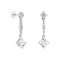 Pendientes Oro Blanco 18kts Rombo Argyor MRM 7x7mm (18)79B0105DC1 Topacios Blanco Diamantes