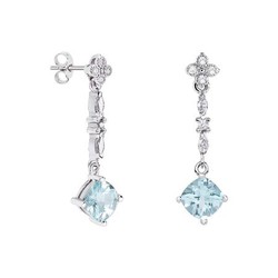 Pendientes Oro Blanco 18kts Rombo Argyor MRM 7x7mm (18)79B0105DC2 Topacios Azul Diamantes