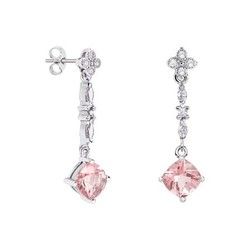 Pendientes Oro Blanco 18kts Rombo Argyor MRM 7x7mm (18)79B0105DC3 Topacios Rosa Diamantes