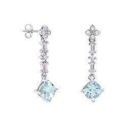 Pendientes Oro Blanco 18kts Rombo Argyor MRM 7x7mm (18)79B0106DC2 Diamantes Azul