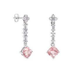 Pendientes Oro Blanco 18kts Rombo Argyor MRM 7x7mm (18)79B0106TC3 Topacios Rosa