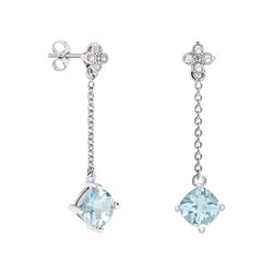 Pendientes Oro Blanco 18kts Rombo Argyor MRM 7x7mm (18)79B0107DC2 Topacios Azul Diamantes