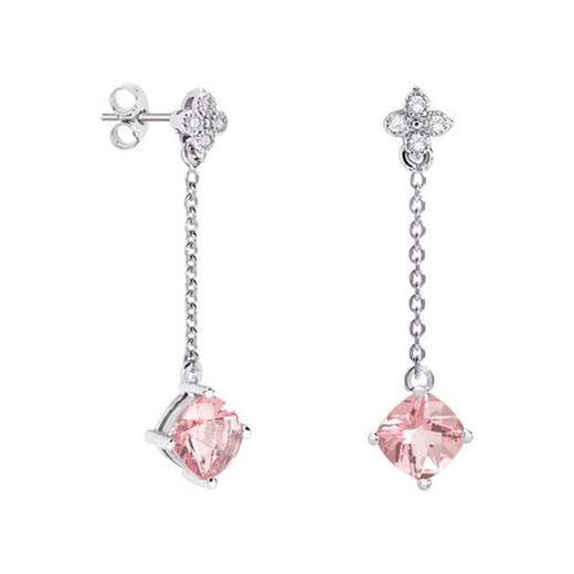 Pendientes Oro Blanco 18kts Rombo Argyor MRM 7x7mm (18)79B0107DC3 Topacios Rosa Diamantes