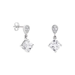 Pendientes Oro Blanco 18kts Rombo Argyor MRM 7x7mm (18)79B0200DC1 Topacios Blanco Diamantes