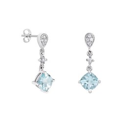 Pendientes Oro Blanco 18kts Rombo Argyor MRM 7x7mm (18)79B0201DC2 Topacios Azul Diamantes