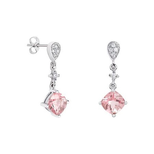 Pendientes Oro Blanco 18kts Rombo Argyor MRM 7x7mm (18)79B0201DC3 Topacios Rosa Diamantes