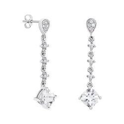 Pendientes Oro Blanco 18kts Rombo Argyor MRM 7x7mm (18)79B0203DC1 Topacios Blanco Diamantes