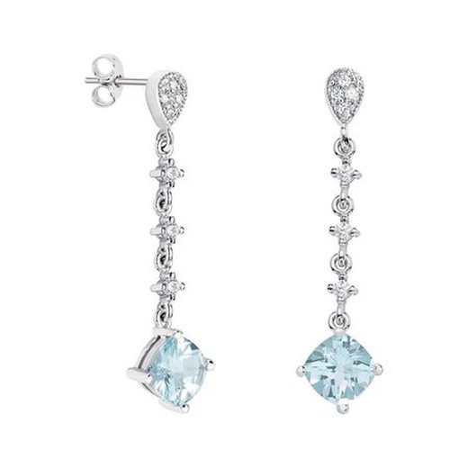 Pendientes Oro Blanco 18kts Rombo Argyor MRM 7x7mm (18)79B0203DC2 Topacios Azul Diamantes