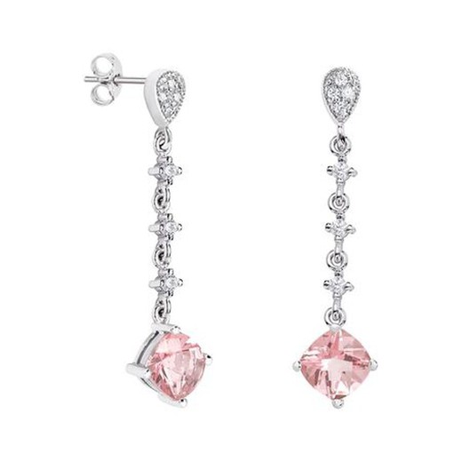 Pendientes Oro Blanco 18kts Rombo Argyor MRM 7x7mm (18)79B0203DC3 Topacios Rosa Diamantes