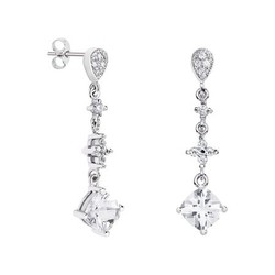 Pendientes Oro Blanco 18kts Rombo Argyor MRM 7x7mm (18)79B0204DC1 Topacios Blanco Diamantes