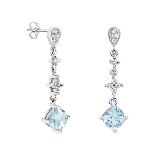 Pendientes Oro Blanco 18kts Rombo Argyor MRM 7x7mm (18)79B0204DC2 Topacios Azul Diamantes