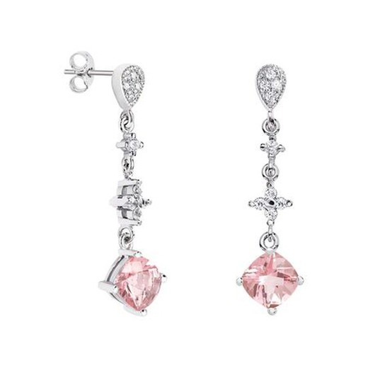 Pendientes Oro Blanco 18kts Rombo Argyor MRM 7x7mm (18)79B0204DC3 Topacios Rosa Diamantes