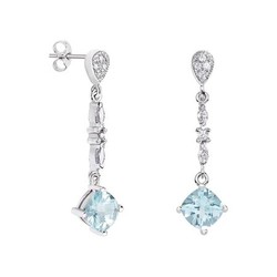 Pendientes Oro Blanco 18kts Rombo Argyor MRM 7x7mm (18)79B0205DC2 Topacios Azul Diamantes