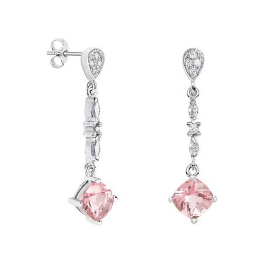 Pendientes Oro Blanco 18kts Rombo Argyor MRM 7x7mm (18)79B0205DC3 Topacios Rosa Diamantes