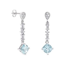 Pendientes Oro Blanco 18kts Rombo Argyor MRM 7x7mm (18)79B0206DC2 Topacios Azul Diamantes