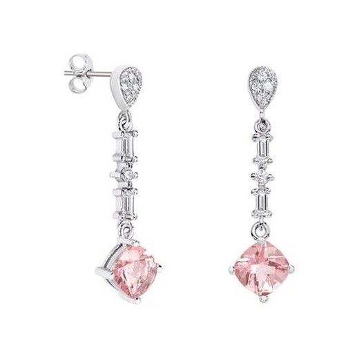 Pendientes Oro Blanco 18kts Rombo Argyor MRM 7x7mm (18)79B0206DC3 Topacios Rosa Diamantes