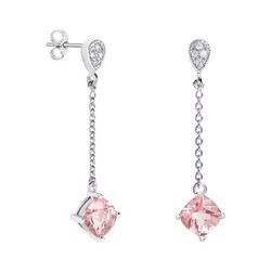 Pendientes Oro Blanco 18kts Rombo Argyor MRM 7x7mm (18)79B0207DC3 Topacios Rosa Diamantes