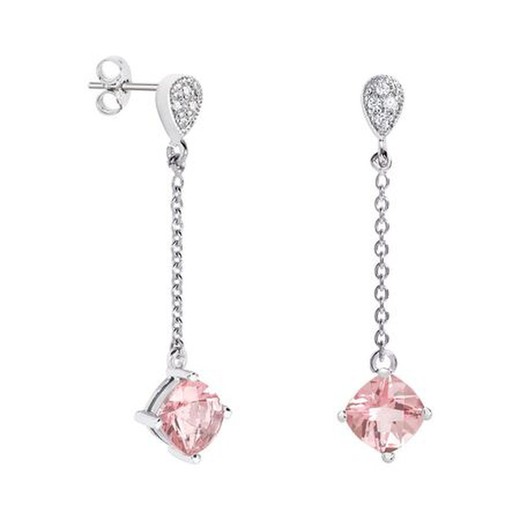 Pendientes Oro Blanco 18kts Rombo Argyor MRM 7x7mm (18)79B0207TC3 Topacios Rosa