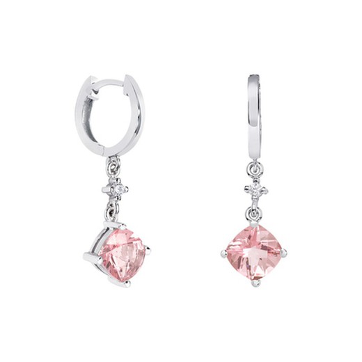 Pendientes Oro Blanco 18kts Rombo Argyor MRM 7x7mm (18)79B0301DC3 Topacios Rosa