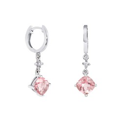 Pendientes Oro Blanco 18kts Rombo Argyor MRM 7x7mm (18)79B0301TC3 Topacios Rosa