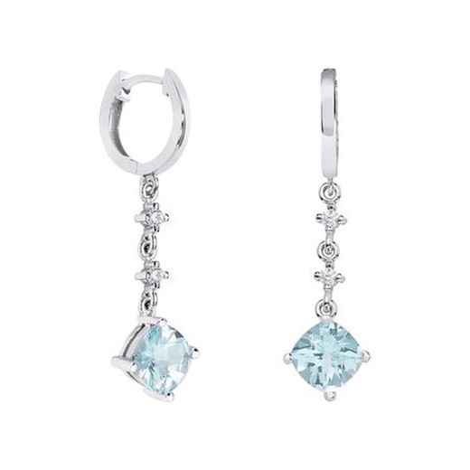 Pendientes Oro Blanco 18kts Rombo Argyor MRM 7x7mm (18)79B0302DC2 Topacios Azul Diamantes