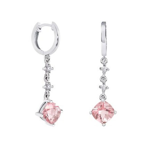 Pendientes Oro Blanco 18kts Rombo Argyor MRM 7x7mm (18)79B0302DC3 Topacios Rosa Diamantes