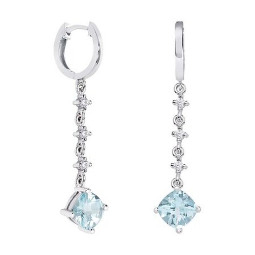 Pendientes Oro Blanco 18kts Rombo Argyor MRM 7x7mm (18)79B0303DC2 Topacios Azul Diamantes