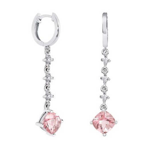 Pendientes Oro Blanco 18kts Rombo Argyor MRM 7x7mm (18)79B0303DC3 Topacios Rosa Diamantes