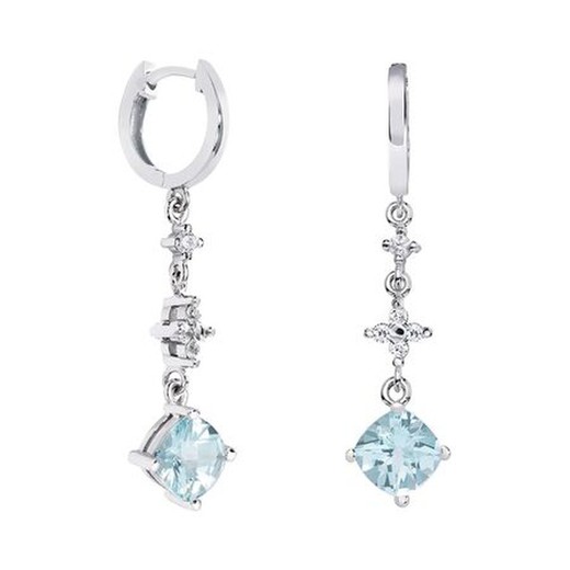 Pendientes Oro Blanco 18kts Rombo Argyor MRM 7x7mm (18)79B0304DC2 Topacios Azul Diamantes