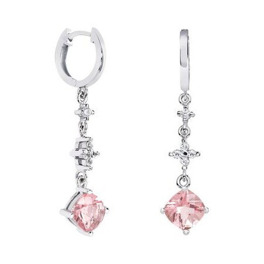 Pendientes Oro Blanco 18kts Rombo Argyor MRM 7x7mm (18)79B0304DC3 Topacios Rosa Diamantes