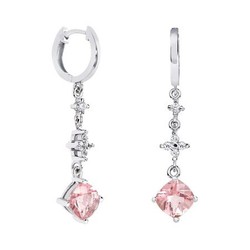 Pendientes Oro Blanco 18kts Rombo Argyor MRM 7x7mm (18)79B0304TC3 Topacios Rosa