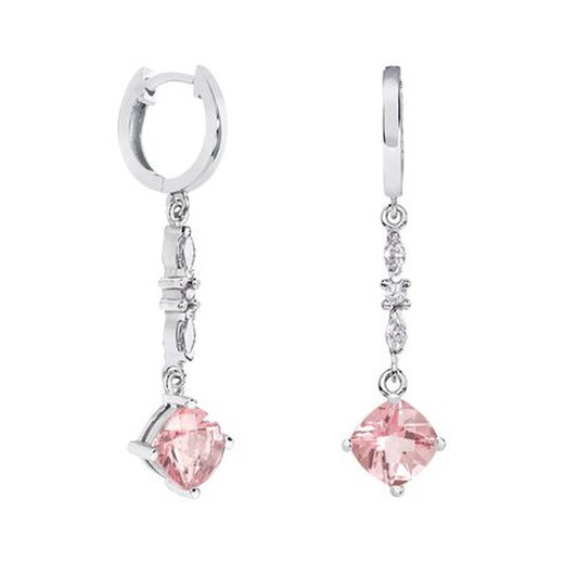 Pendientes Oro Blanco 18kts Rombo Argyor MRM 7x7mm (18)79B0305DC3 Topacios Rosa Diamantes