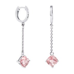 Pendientes Oro Blanco 18kts Rombo Argyor MRM 7x7mm (18)79B0307NC3 Topacios Rosa