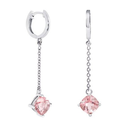 Pendientes Oro Blanco 18kts Rombo Argyor MRM 7x7mm (18)79B0307NC3 Topacios Rosa