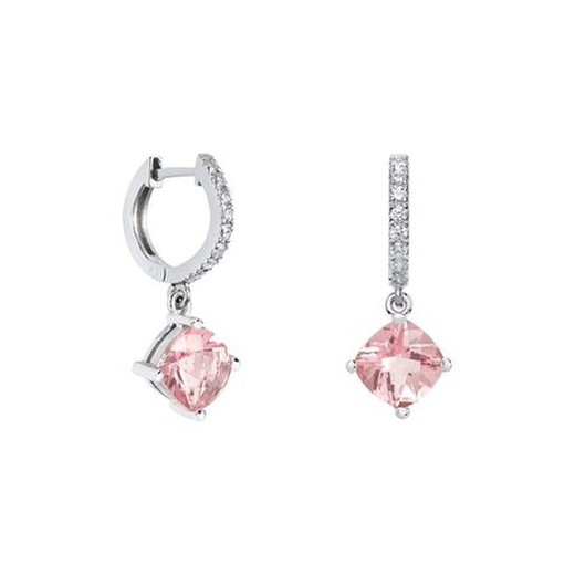 Pendientes Oro Blanco 18kts Rombo Argyor MRM 7x7mm (18)79B0400DC3 Topacios Rosa