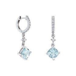 Pendientes Oro Blanco 18kts Rombo Argyor MRM 7x7mm (18)79B0401DC2 Topacios Azul Diamantes