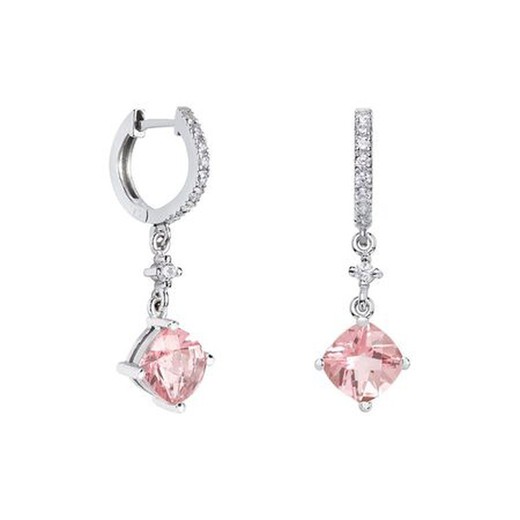 Pendientes Oro Blanco 18kts Rombo Argyor MRM 7x7mm (18)79B0401DC3 Topacios Rosa Diamantes