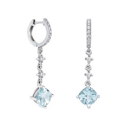 Pendientes Oro Blanco 18kts Rombo Argyor MRM 7x7mm (18)79B0402DC2 Topacios Azul Diamantes