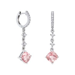 Pendientes Oro Blanco 18kts Rombo Argyor MRM 7x7mm (18)79B0402DC3 Topacios Rosa Diamantes