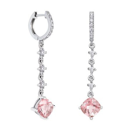 Pendientes Oro Blanco 18kts Rombo Argyor MRM 7x7mm (18)79B0403DC3 Topacios Rosa Diamantes