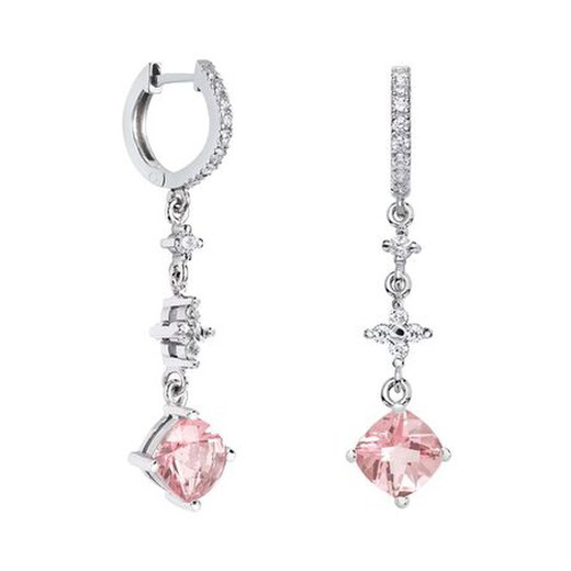 Pendientes Oro Blanco 18kts Rombo Argyor MRM 7x7mm (18)79B0404DC3 Topacios Rosa Diamantes