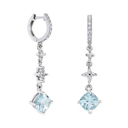 Pendientes Oro Blanco 18kts Rombo Argyor MRM 7x7mm (18)79B0404TC2 Topacios Azul Diamantes