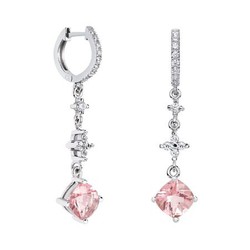 Pendientes Oro Blanco 18kts Rombo Argyor MRM 7x7mm (18)79B0404TC3 Topacios Rosa Diamantes