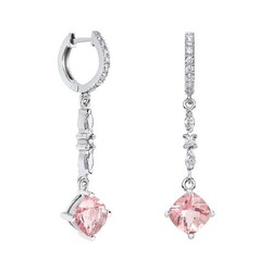 Pendientes Oro Blanco 18kts Rombo Argyor MRM 7x7mm (18)79B0405DC3 Topacios Rosa Diamantes