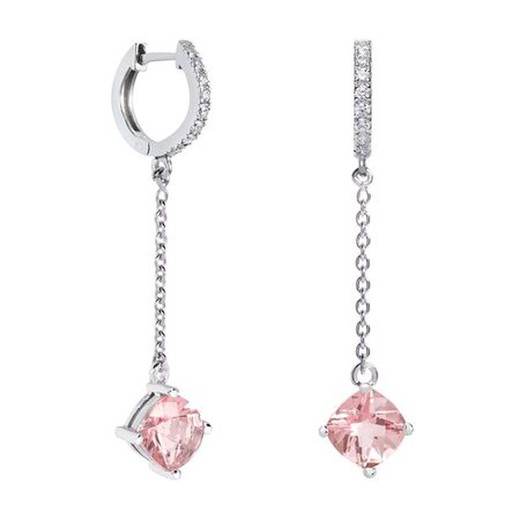 Pendientes Oro Blanco 18kts Rombo Argyor MRM 7x7mm (18)79B0407DC3 Topacios Rosa Diamantes